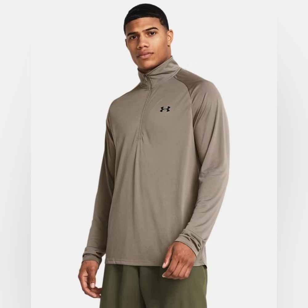 Under Armour Quarter Zip Long Sleeve Moisture Wicking Shirt–Taupe Dusk Size: S